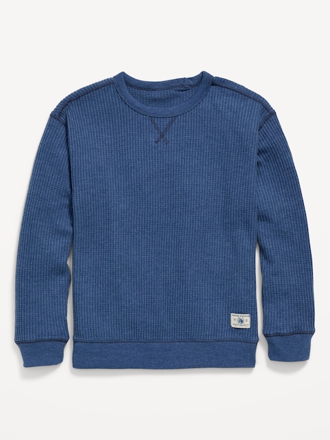 Long-Sleeve Thermal-Knit T-Shirt for Boys - Pacific Blue