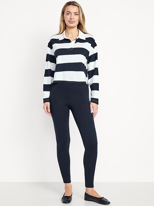 Image number 1 showing, High-Waisted Fleece-Lined Ankle Leggings