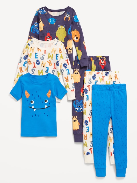 Snug-Fit Graphic Pajama 6-Piece for Toddler & Baby - Monster