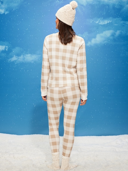 Image number 5 showing, High-Waisted Printed Waffle Pajama Leggings for Women