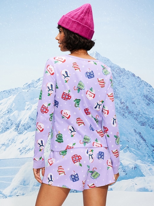 Image number 2 showing, Scoop-Neck Waffle Pajama Top for Women