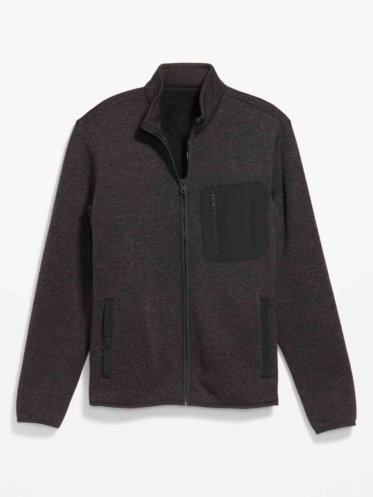 Sherpa-Lined Fleece-Knit Jacket