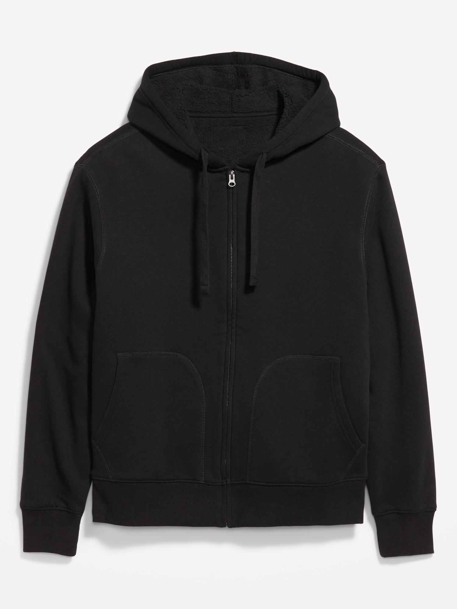 Sherpa-Lined Fleece Zip Hoodie