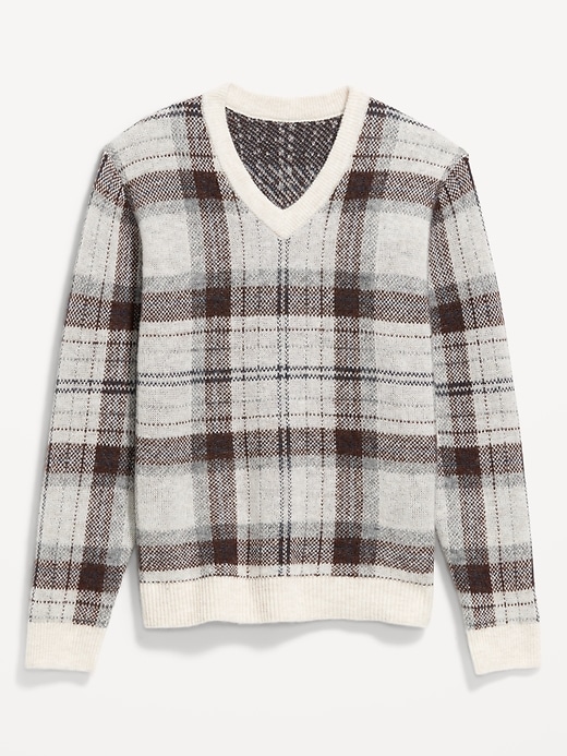 Image number 4 showing, Wool-Blend V-Neck Plaid Sweater