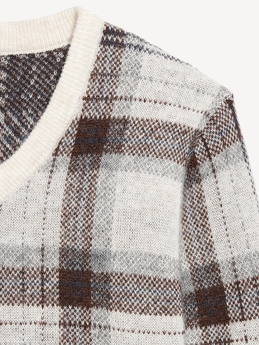 Image number 5 showing, Wool-Blend V-Neck Plaid Sweater