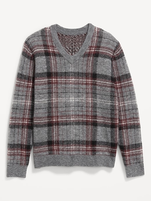 Image number 4 showing, Wool-Blend V-Neck Plaid Sweater