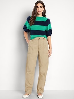 Mid-Rise Twill Barrel Pants - image 3