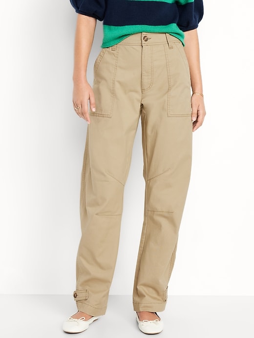 Image number 2 showing, Mid-Rise Twill Barrel Pants