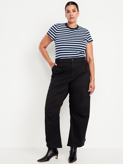 Image number 7 showing, Mid-Rise Twill Barrel Pants