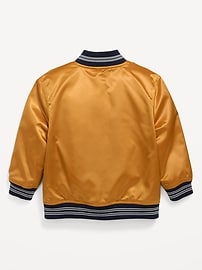 Image number 3 showing, Loose Button-Front Satin Bomber Jacket for Toddler Boys