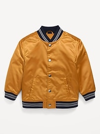 Image number 2 showing, Loose Button-Front Satin Bomber Jacket for Toddler Boys