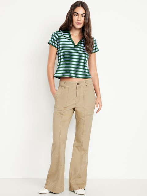 Mid-Rise Flare Pants - Teakwood