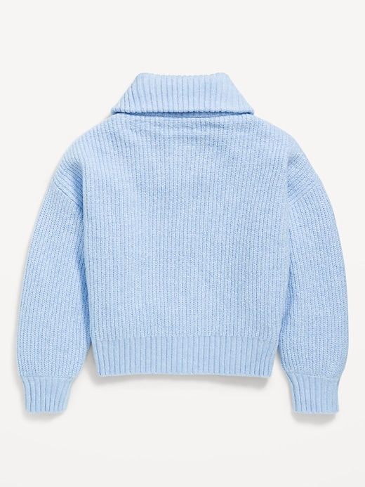 Image number 3 showing, SoSoft Collared Zip-Front Sweater for Girls