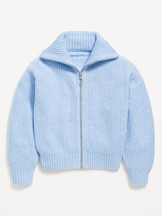 Image number 2 showing, SoSoft Collared Zip-Front Sweater for Girls