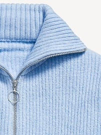 Image number 4 showing, SoSoft Collared Zip-Front Sweater for Girls