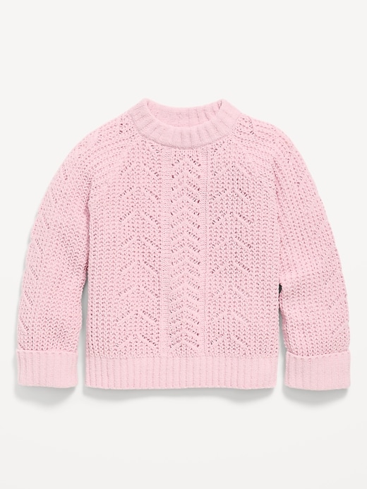 Image number 2 showing, Long-Sleeve Pointelle Knit Sweater for Girls