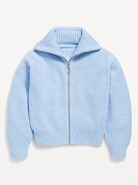 Image number 2 showing, SoSoft Collared Zip-Front Sweater for Girls