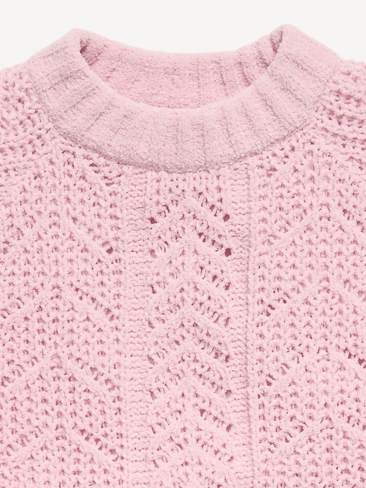Image number 4 showing, Long-Sleeve Pointelle Knit Sweater for Girls