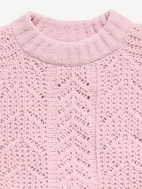 Image number 4 showing, Long-Sleeve Pointelle Knit Sweater for Girls
