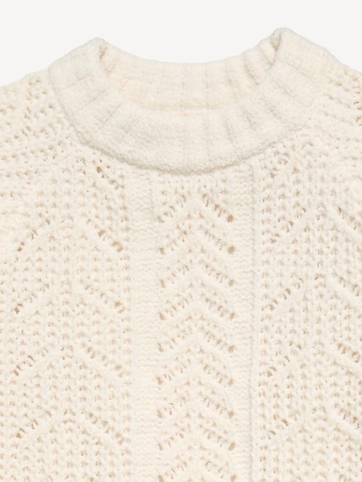 Image number 4 showing, Long-Sleeve Pointelle Knit Sweater for Girls