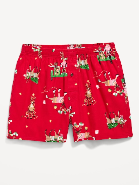 Printed Flannel Boxer Shorts - Reindeer Games