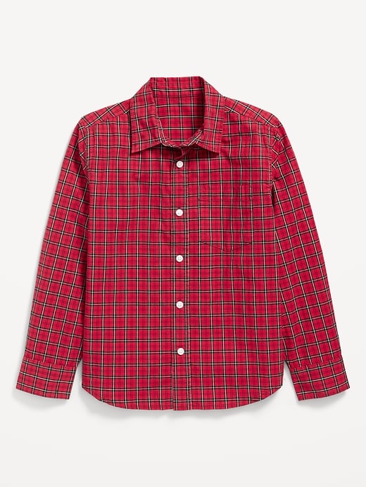 Image number 2 showing, Long-Sleeve Plaid Poplin Pocket Shirt for Boys