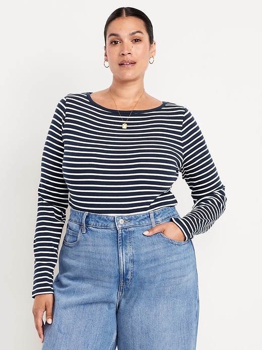 Image number 6 showing, Snug Long-Sleeve Boat-Neck T-Shirt