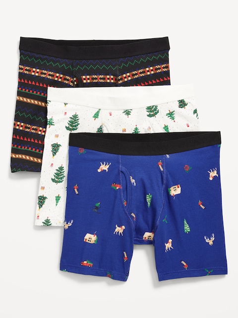 3-Pack Soft-Washed Boxer Briefs -- 6.25-inch inseam - Green Trees