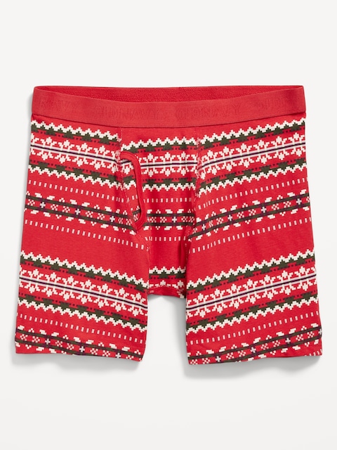 Soft-Washed Boxer Briefs -- 6.25-inch inseam - Red Fair Isle