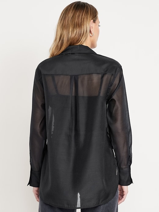 Image number 2 showing, Loose Button-Down Organza Tunic Shirt