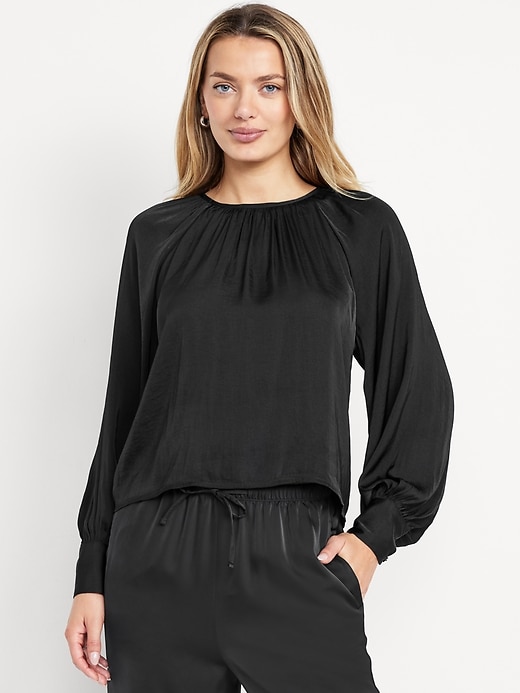Image number 1 showing, Satin Shirred Top