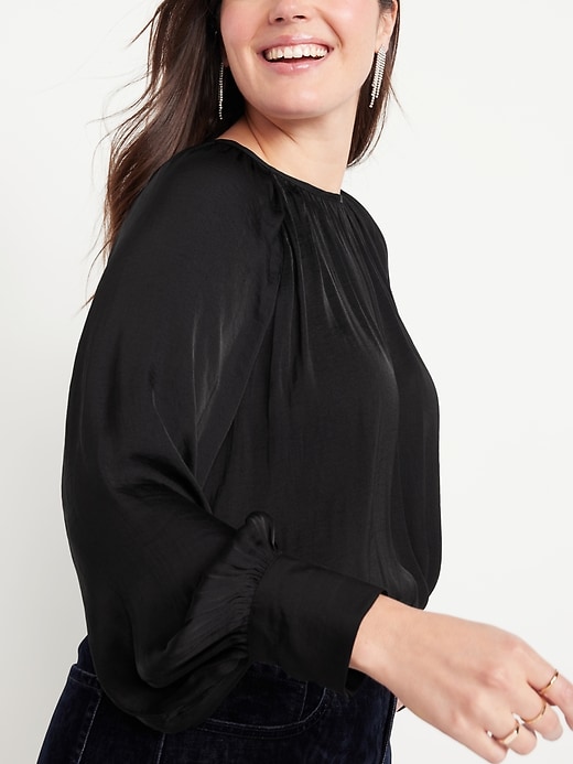 Image number 3 showing, Satin Shirred Top