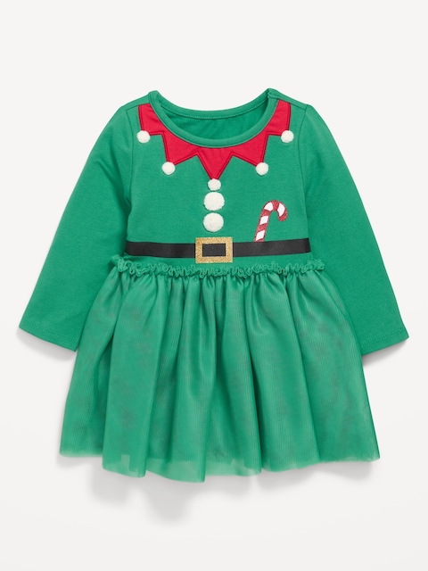 Long-Sleeve Fit and Flare Holiday Tutu Dress for Baby - Northern Lights