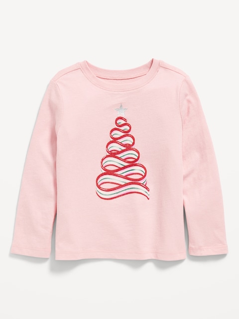Long-Sleeve Holiday Graphic T-Shirt for Toddler Girls - Fairytale Rose