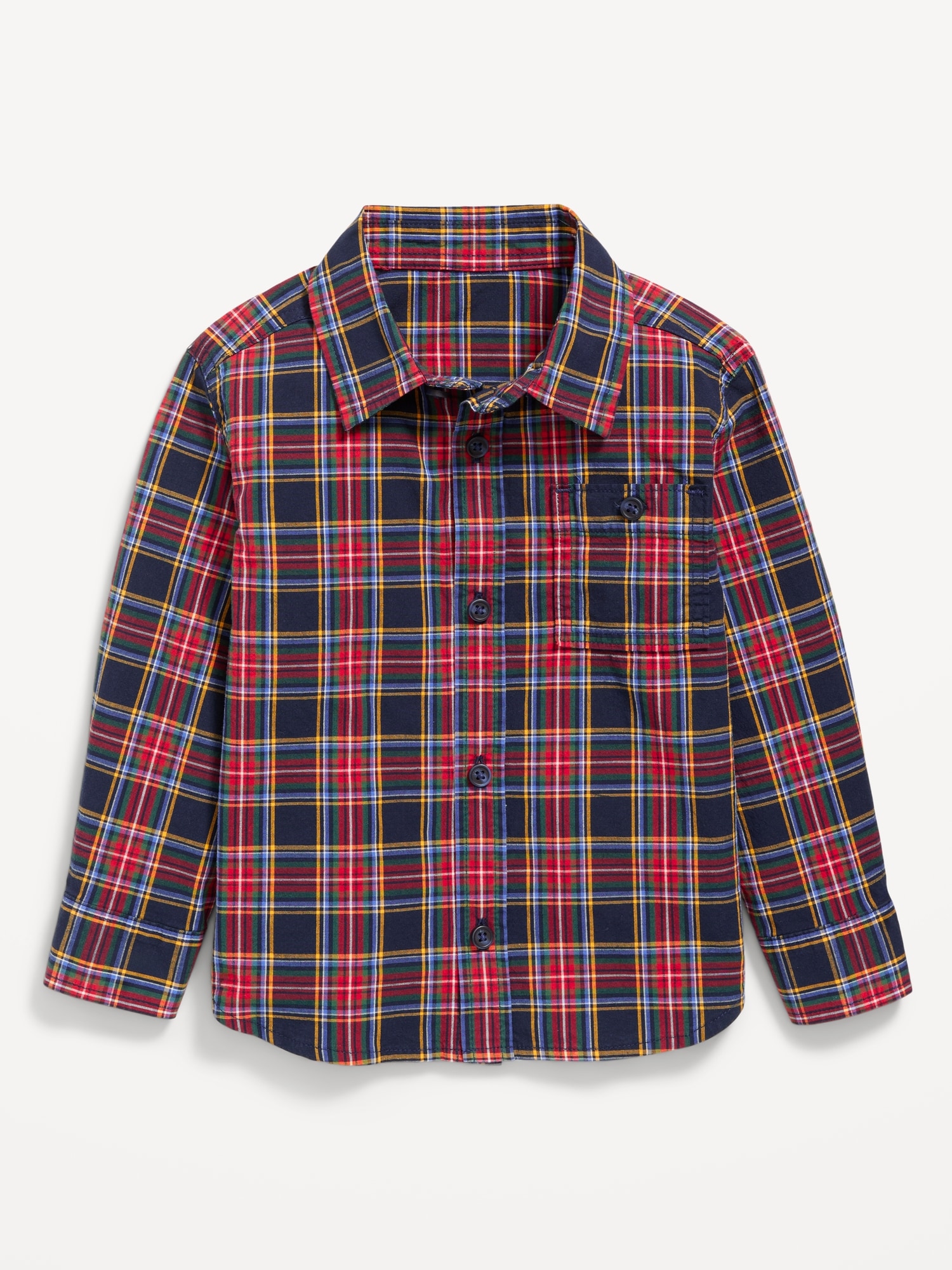 Long-Sleeve Plaid Poplin Pocket Shirt for Toddler Boys