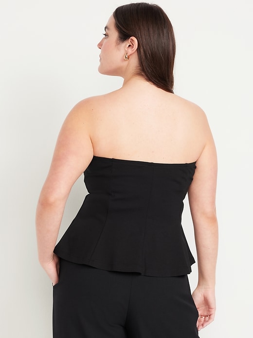 Image number 6 showing, Ponte-Knit Cropped Peplum Tube Top