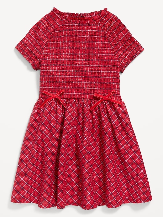 Image number 3 showing, Short-Sleeve Fit and Flare Smocked Bow Dress for Girls