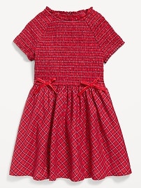 Image number 3 showing, Short-Sleeve Fit and Flare Smocked Bow Dress for Girls
