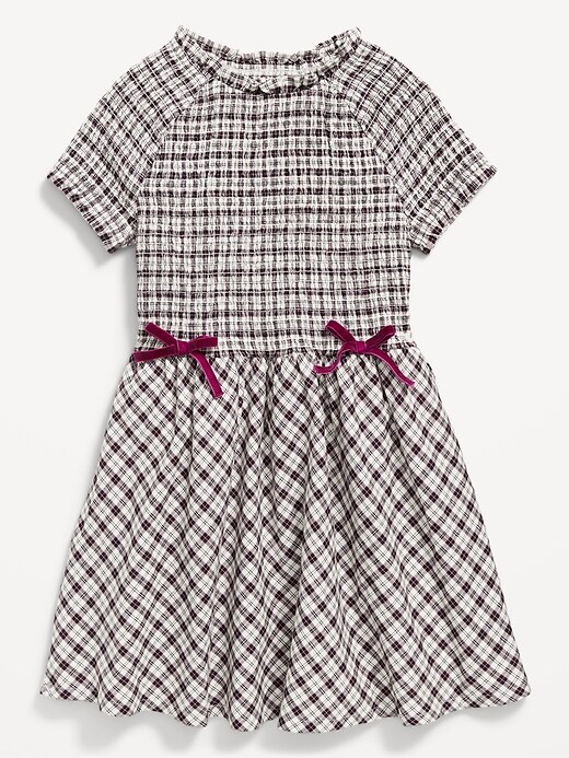 Image number 3 showing, Short-Sleeve Fit and Flare Smocked Bow Dress for Girls