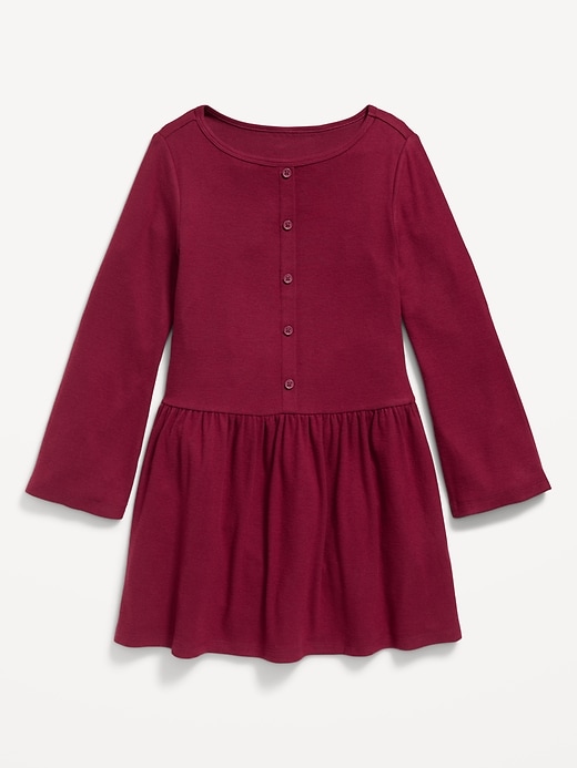 Image number 1 showing, Long-Sleeve Button-Front Fit and Flare Dress for Girls