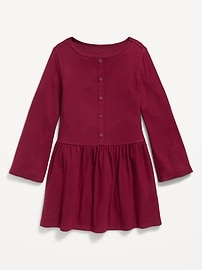 Image number 1 showing, Long-Sleeve Button-Front Fit and Flare Dress for Girls