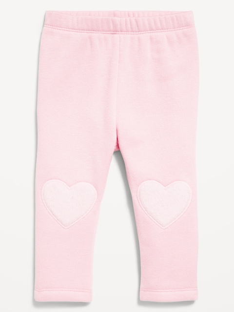 Cozy-Lined Heart-Patch Leggings for Baby - Blush On You