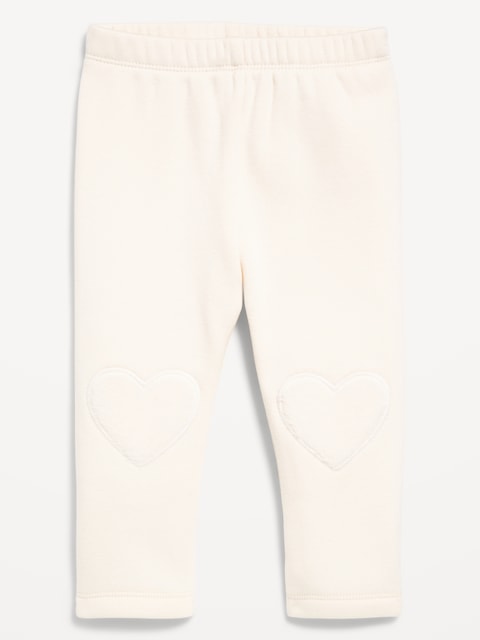 Cozy-Lined Heart-Patch Leggings for Baby - Creme De La Creme