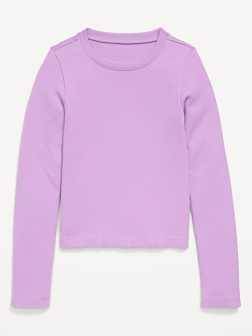 Image number 3 showing, Fitted Seamless Long-Sleeve Ribbed Performance Top for Girls