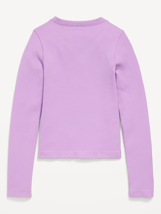 Image number 4 showing, Fitted Seamless Long-Sleeve Ribbed Performance Top for Girls