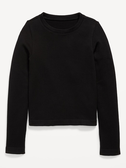 Image number 3 showing, Fitted Seamless Long-Sleeve Ribbed Performance Top for Girls