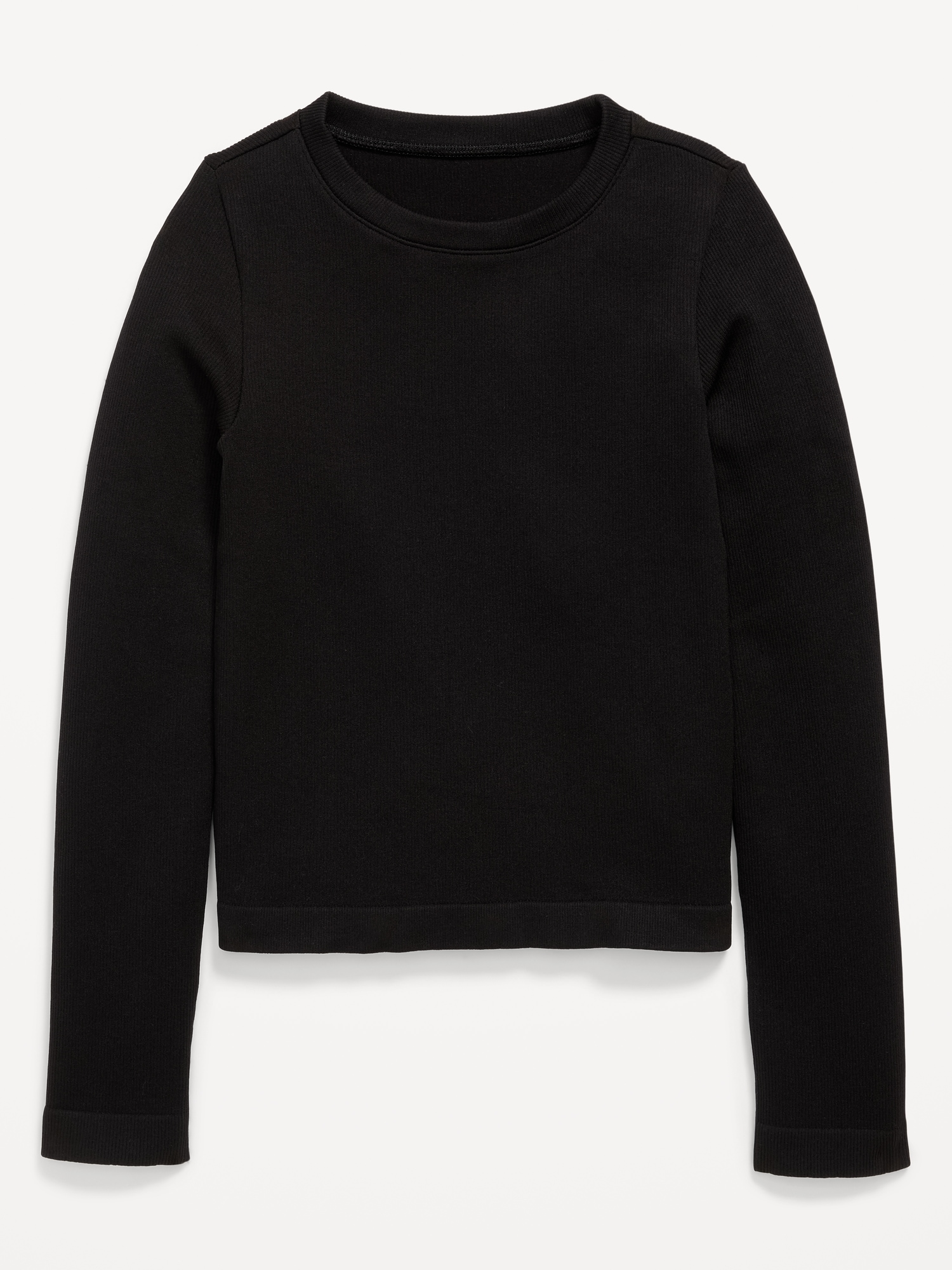 Fitted Seamless Long-Sleeve Ribbed Performance Top for Girls