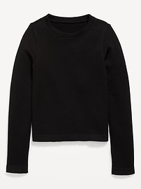 Image number 3 showing, Fitted Seamless Long-Sleeve Ribbed Performance Top for Girls