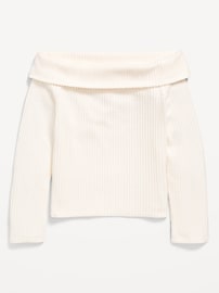 Image number 2 showing, CozePlush Off-Shoulder Long-Sleeve Ribbed Top for Girls