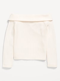 Image number 3 showing, CozePlush Off-Shoulder Long-Sleeve Ribbed Top for Girls